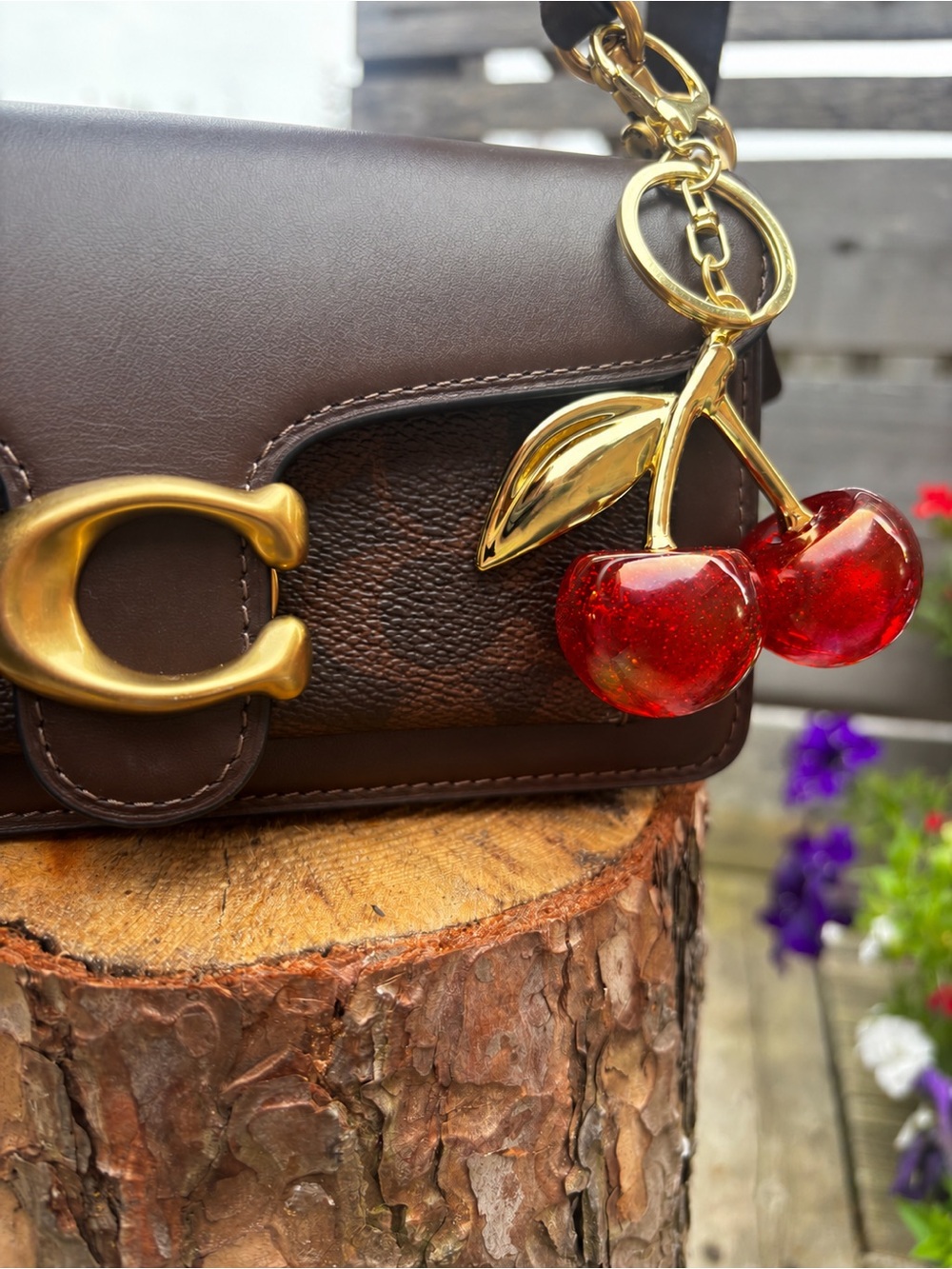 “C” Inspired Red Cherry Charm Keychain